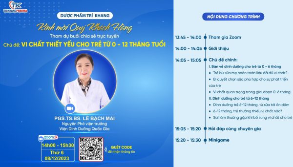 Trí Khang Pharma tổ chức thành công Hội thảo Online "Vi chất thiết yếu cho trẻ từ 0 - 12 tháng tuổi"