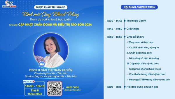 Trí Khang pharma tổ chức thành công Workshop Online "Cập nhật chẩn đoán và điều trị táo bón 2024"