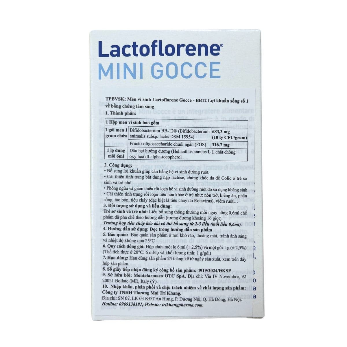 Men vi sinh Lactoflorene® gocce - BB12® Lợi khuẩn sống số 1 về bằng chứng lâm sàng