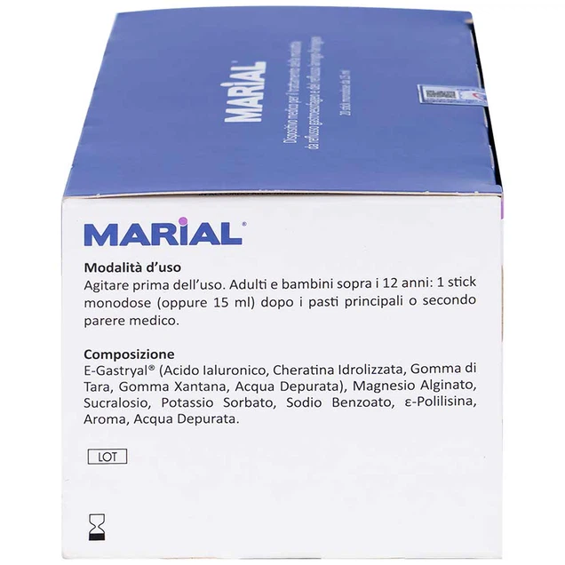 Marial Gel - Prevents gastroesophageal reflux, laryngeal throat, protects, restores and regenerates damaged mucosa (Box of 20 packs x 15ml)