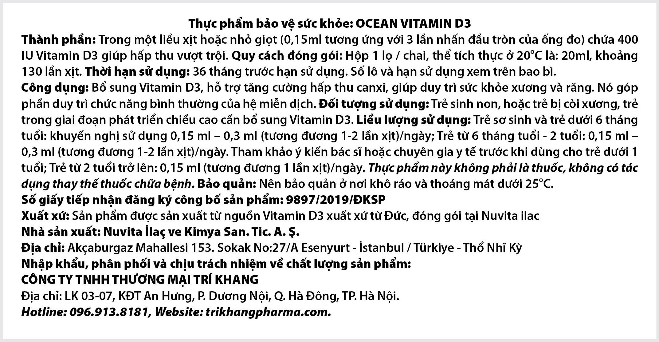 Ocean Vitamin D3 - Trợ thủ giúp con cao lớn vượt trội