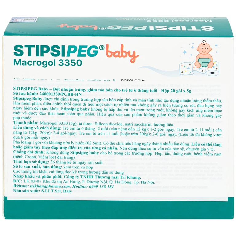 Stipsipeg Baby - Bột nhuận tràng, giảm táo bón cho trẻ từ 6 tháng tuổi