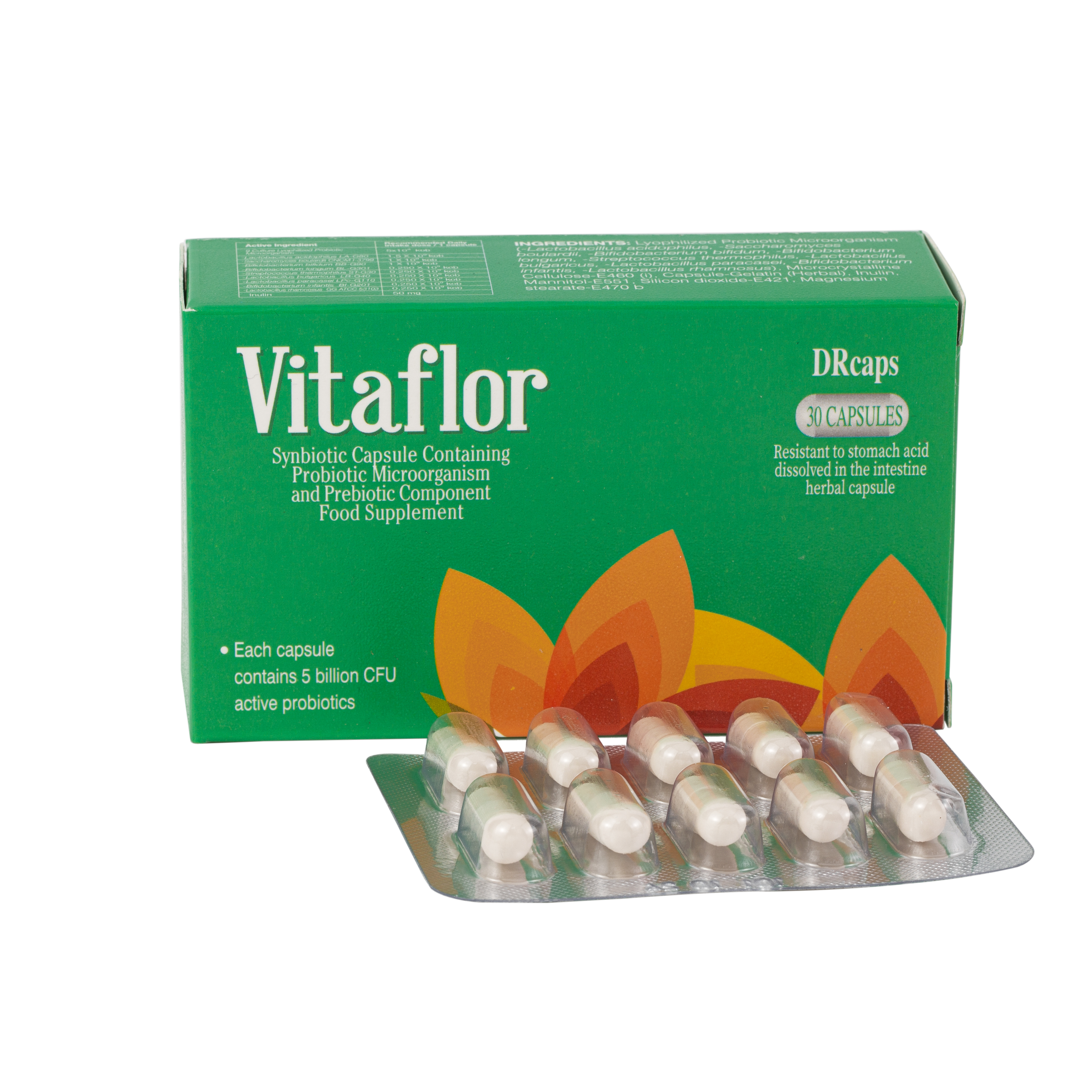 Vitaflor - Delayed-release capsules provides probiotics and prebiotics